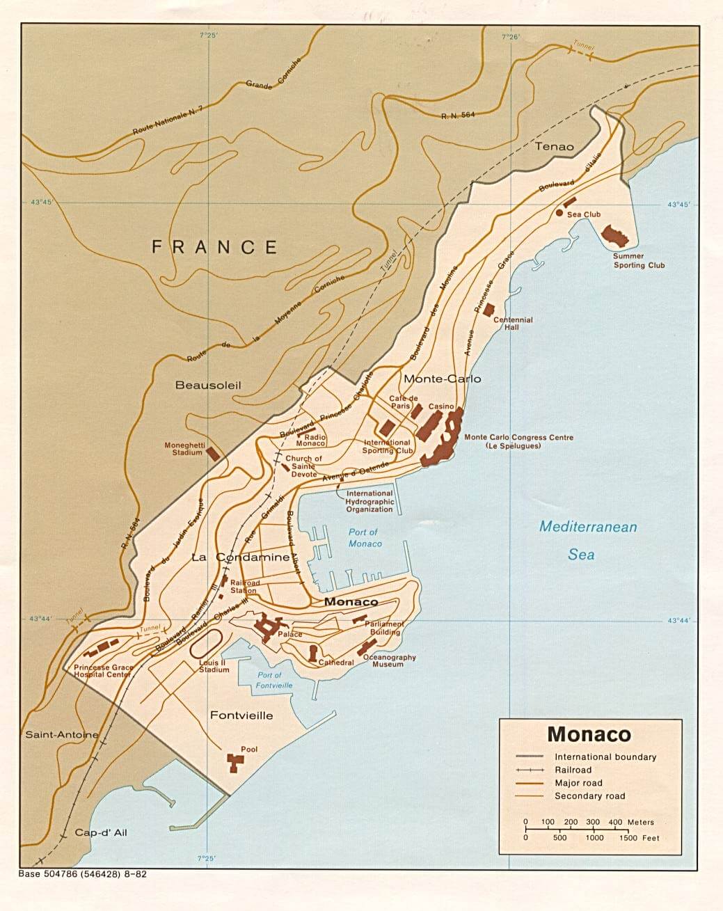 Monaco stadt karte